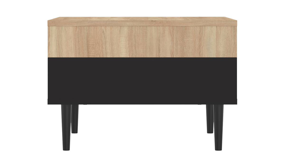 Tavolino basso scandinavo legno e nero STRIPE