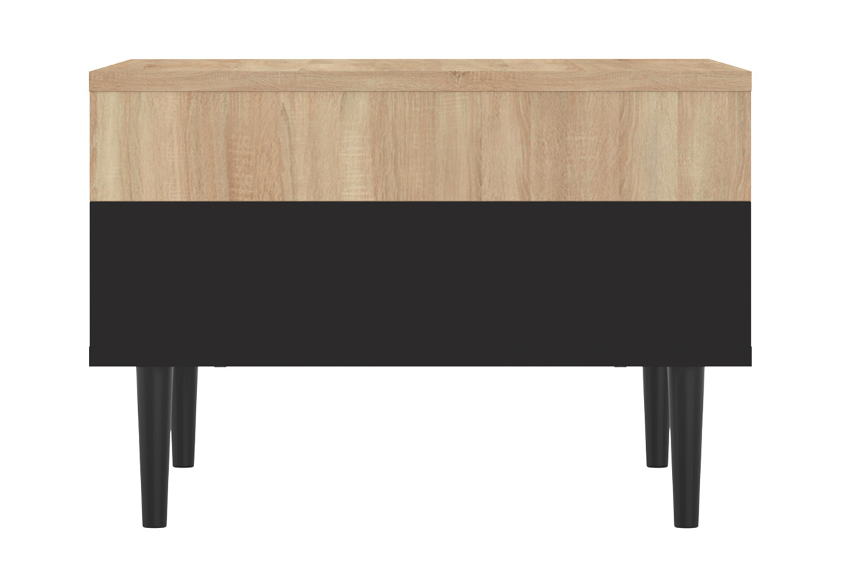 Tavolino basso scandinavo legno e nero STRIPE