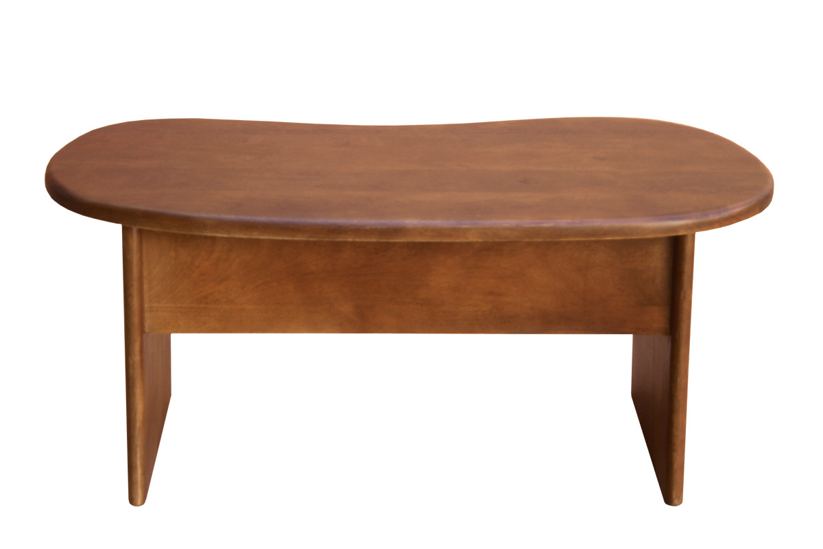 Tavolino basso sollevabile di design a forma di fagiolo con contenitore in legno di mango massiccio tinto L95 cm KOKOA