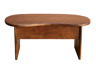 Tavolino basso sollevabile di design a forma di fagiolo con contenitore in legno di mango massiccio tinto L95 cm KOKOA