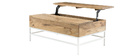 Tavolino basso sollevabile in legno di mango e metallo bianco BOHO