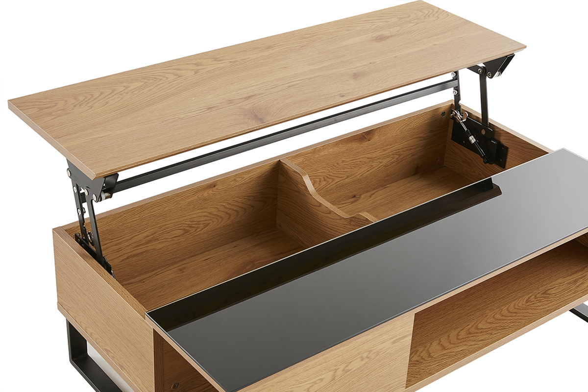 Tavolino basso sollevabile in legno e metallo WYNN