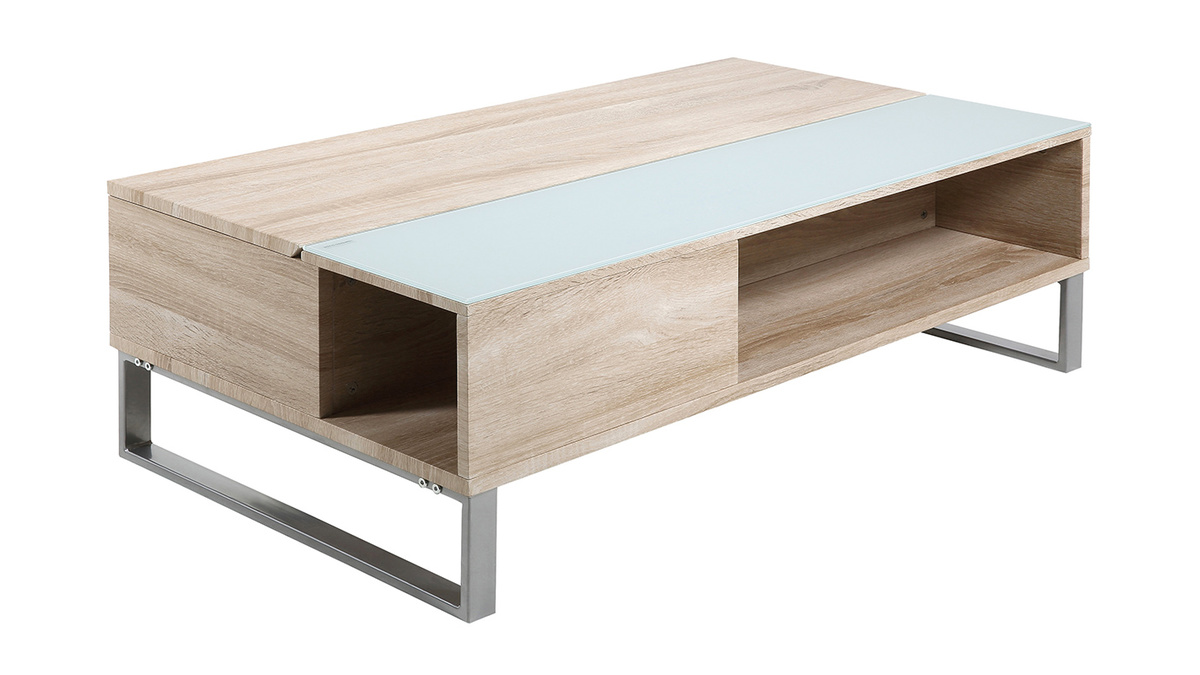 Tavolino basso sollevabile in legno e metallo WYNN