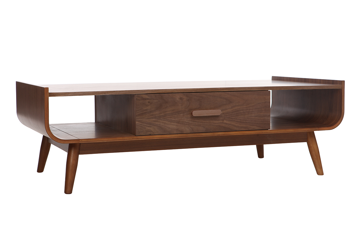 Tavolino basso vintage in legno noce HALLEN