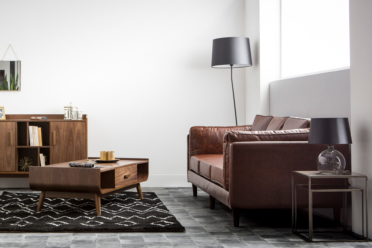 Tavolino basso vintage in legno noce HALLEN