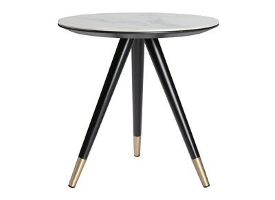 Tavolino complementare design effetto marmo con piedi legno e oro ALLURE - Tavolino complementare design effetto marmo con piedi legno e oro ALLURE