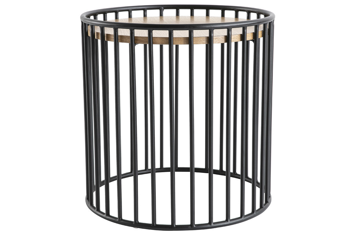 Tavolino complementare design legno chiaro e metallo HARP