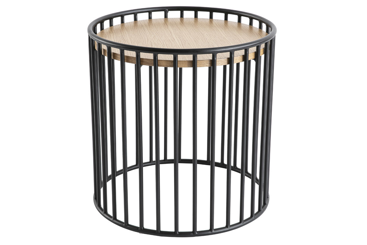 Tavolino complementare design legno chiaro e metallo HARP