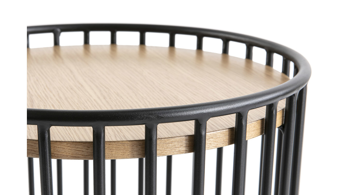 Tavolino complementare design legno chiaro e metallo HARP
