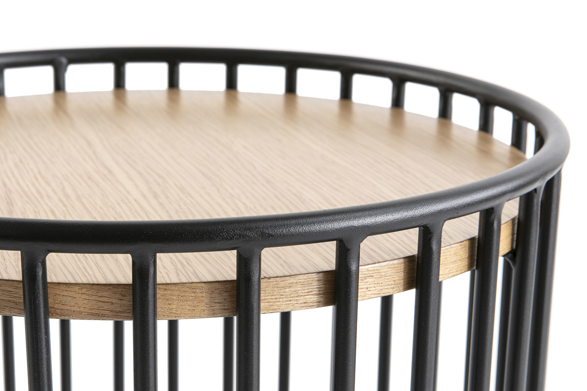 Tavolino complementare design legno chiaro e metallo HARP