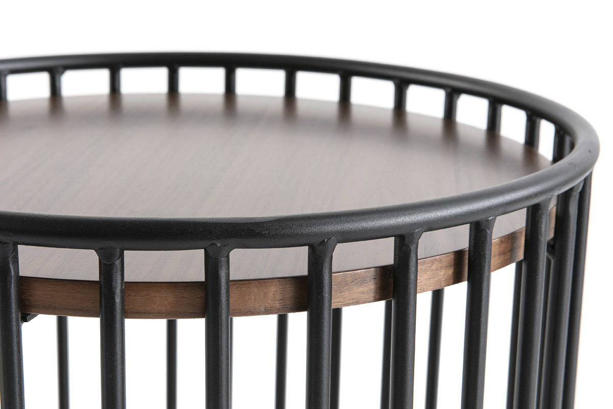 Tavolino complementare design legno scuro e metallo HARP