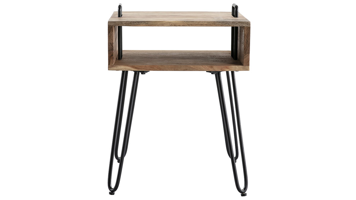 Tavolino complementare in legno di acacia e metallo nero ALVIN
