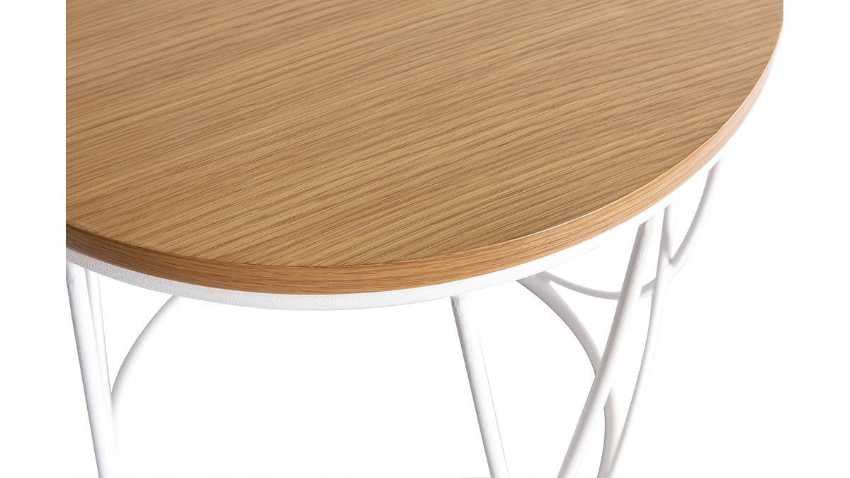 Tavolino complementare legno e metallo bianco 42 cm LACE