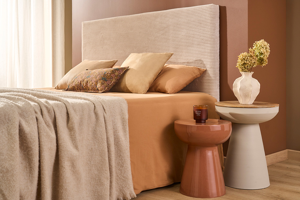 Tavolino da appoggio rotondo in metallo smaltato terracotta D34 cm MOGOU