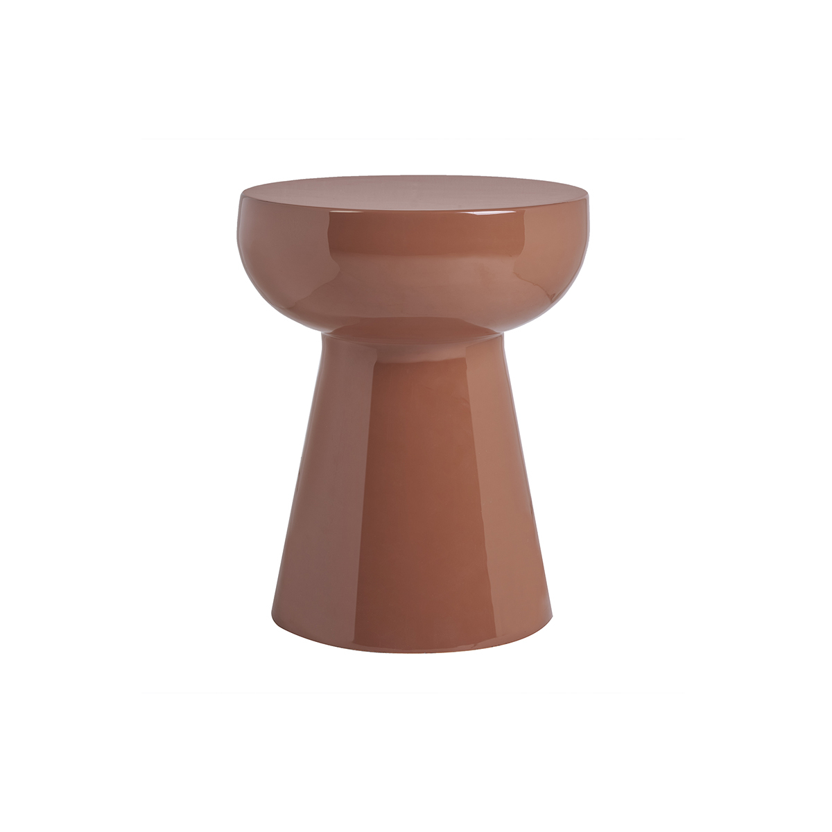 Tavolino da appoggio rotondo in metallo smaltato terracotta D34 cm MOGOU