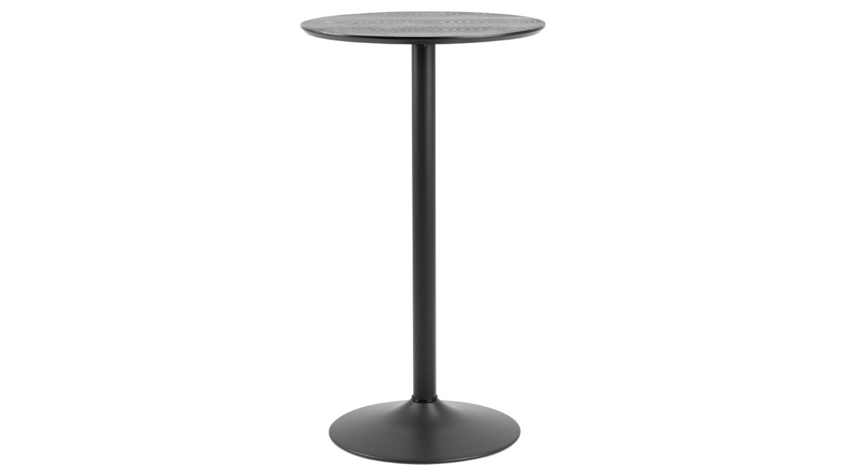 Tavolino da bar rotondo legno nero e metallo D60 cm KALI
