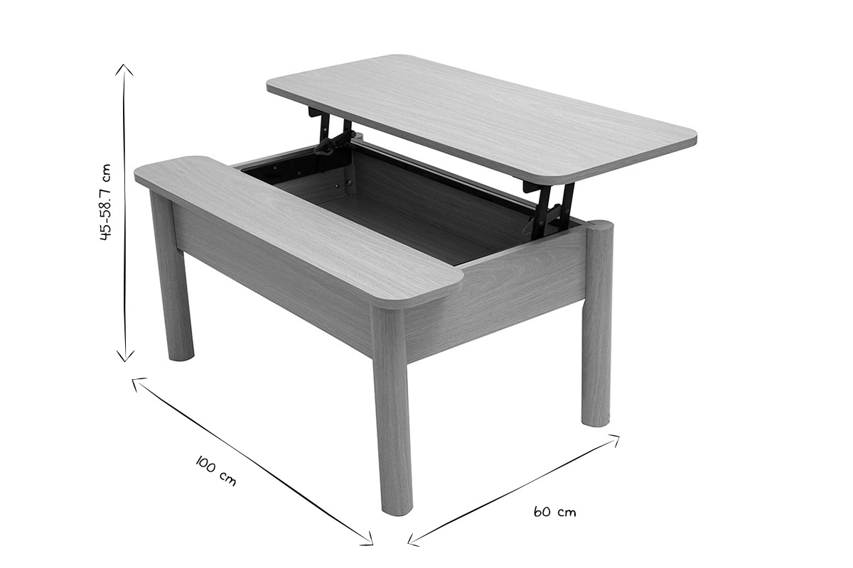 Tavolino da caff alzabile finitura legno rovere L100 cm BOLSO