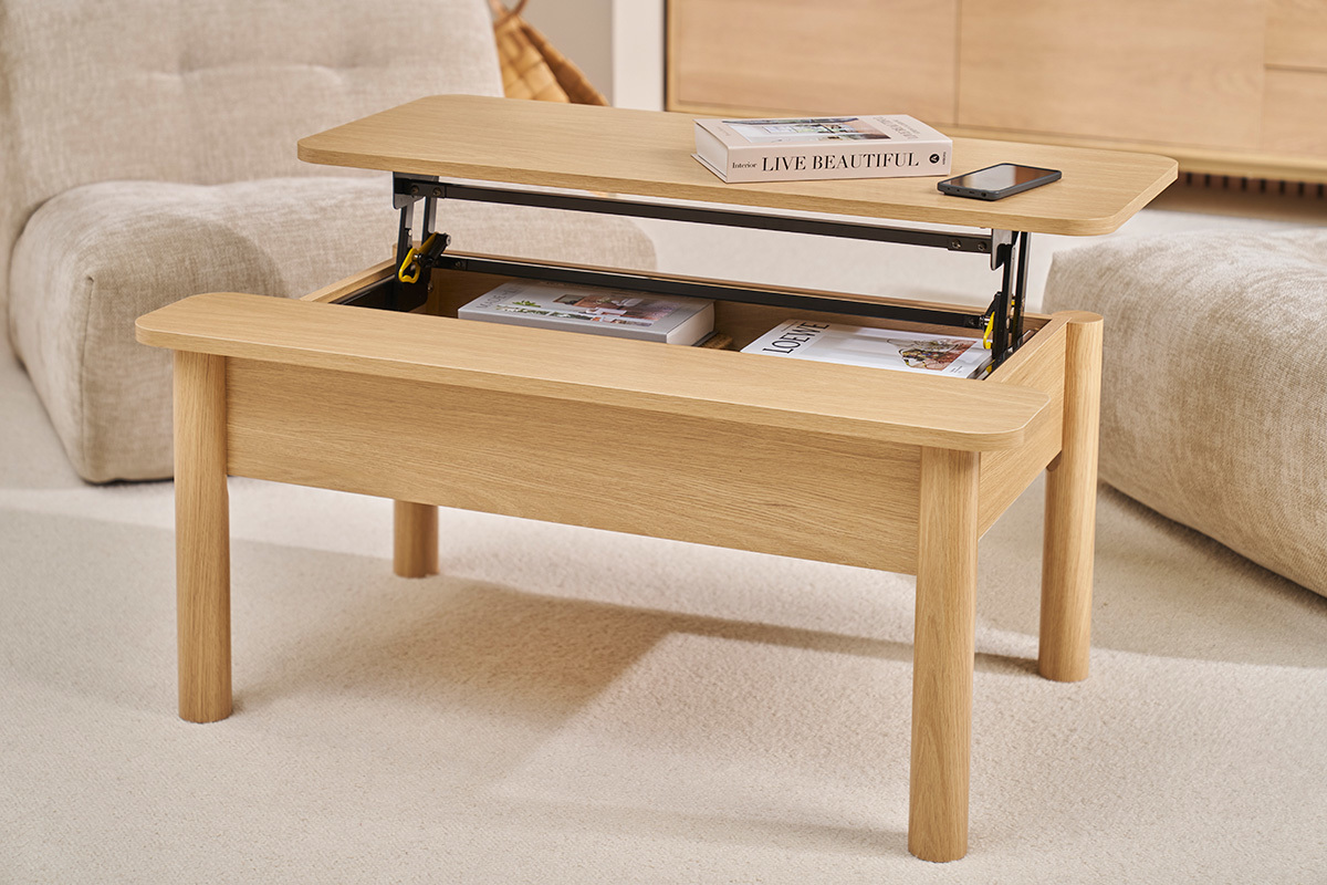 Tavolino da caff alzabile finitura legno rovere L100 cm BOLSO