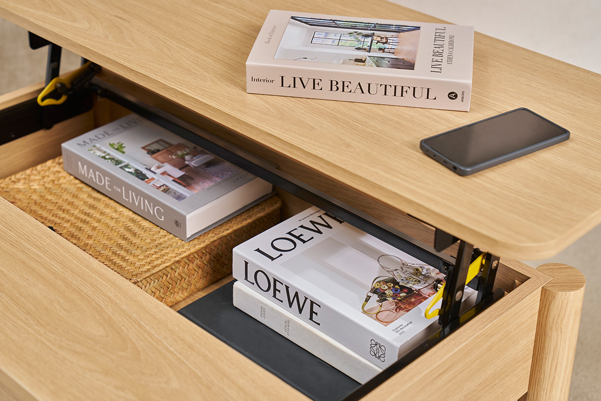 Tavolino da caff alzabile finitura legno rovere L100 cm BOLSO