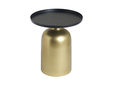 Tavolino da caffè design rotondo in metallo dorato e ripiano nero opaco RAMSES