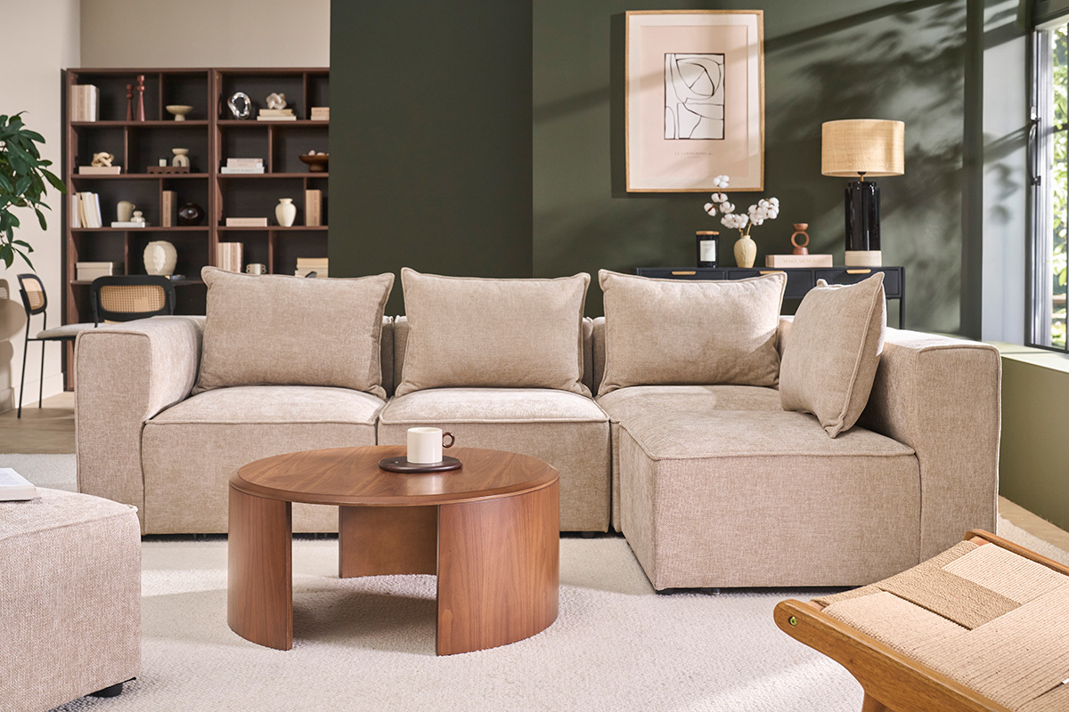 Tavolino da caff� di design rotondo in legno scuro noce D80 cm ZAHRA