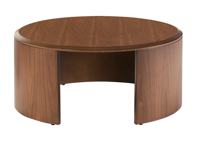 Tavolino da caff&egrave; di design rotondo in legno scuro noce D80 cm ZAHRA