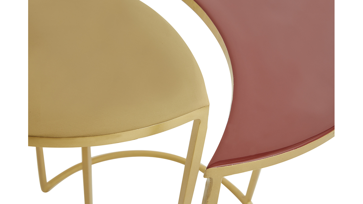 Tavolino da caff in metallo dorato e smalto rosa TOSCANE