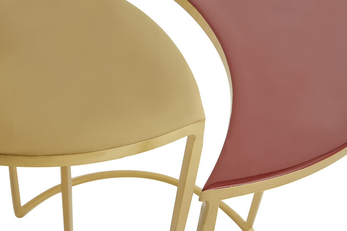 Tavolino da caff in metallo dorato e smalto rosa TOSCANE