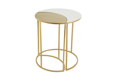 Tavolino da caffè in metallo laccato bianco e dorato TOSCANE