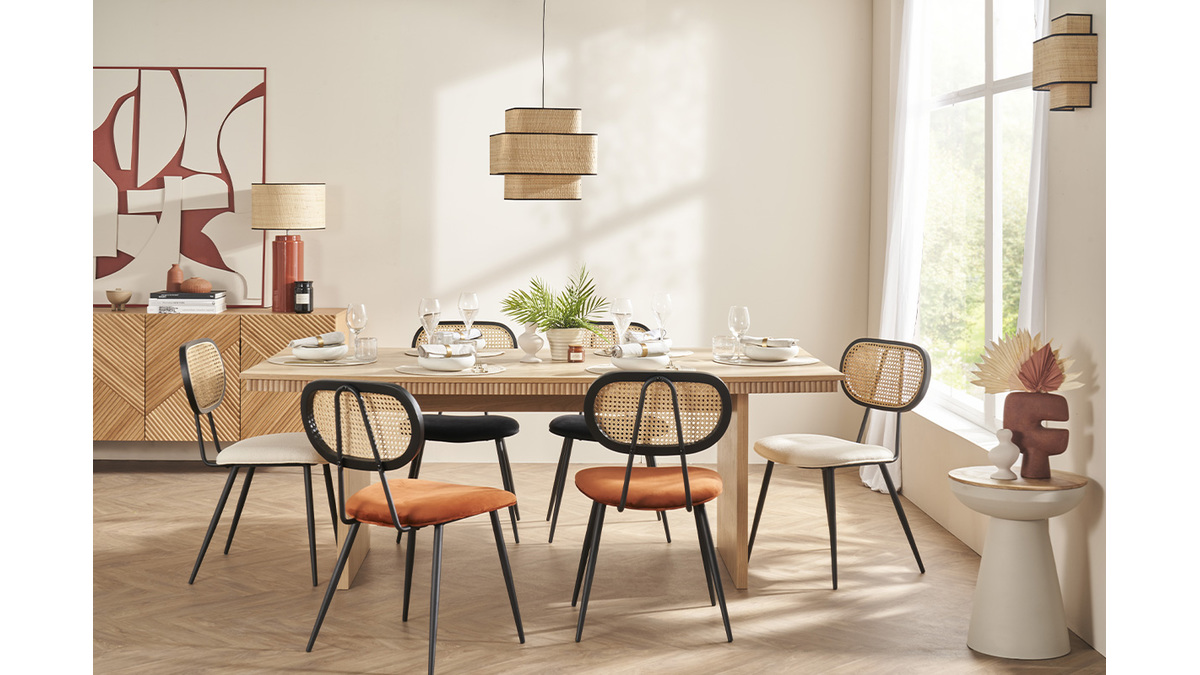Tavolino da caff rotondo design con struttura in metallo cru e legno massello di mango H52 cm TAM