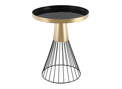 Tavolino da caffè rotondo in acciaio laccato nero e oro D41 cm SPLEEN