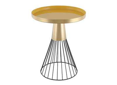 Tavolino da caffè rotondo in acciaio laccato senape e oro D41 cm SPLEEN