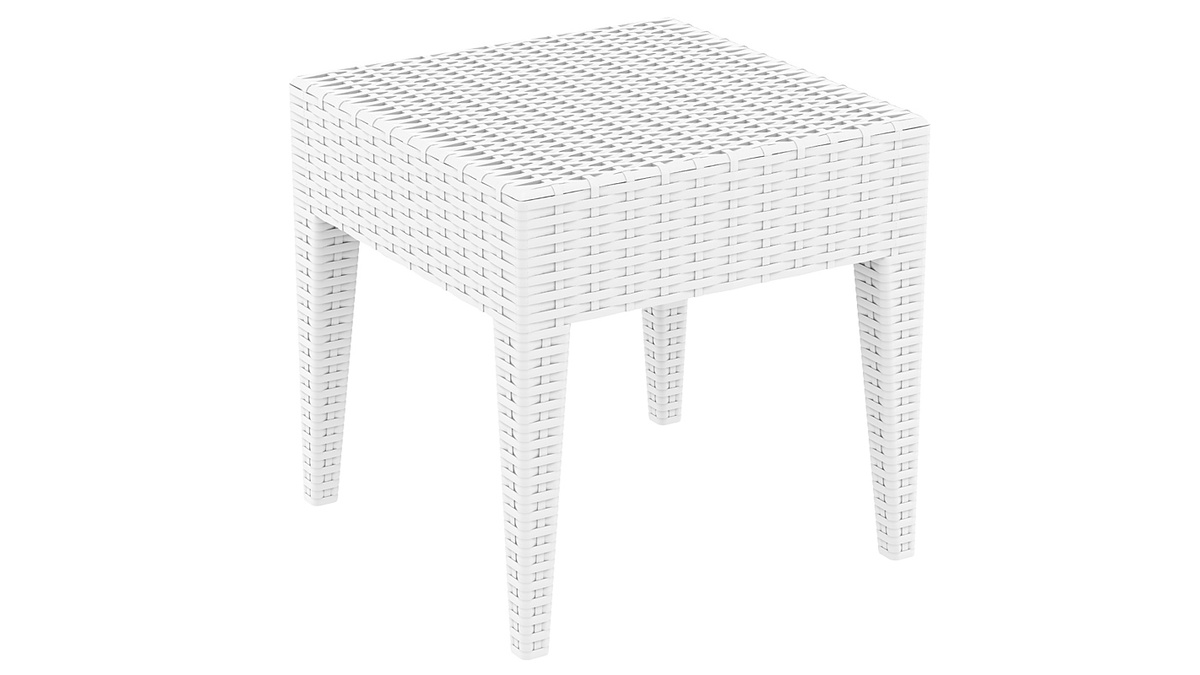 Tavolino da giardino in resina intrecciata bianca SAMOA