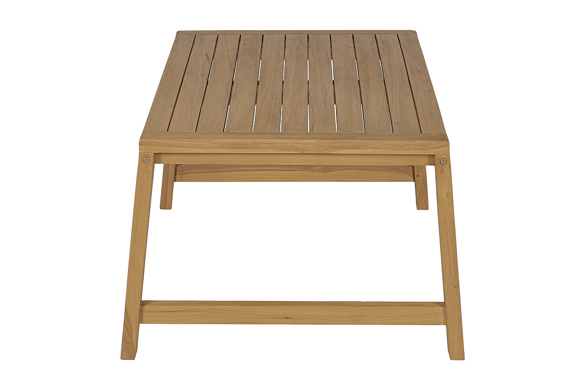 Tavolino da giardino in teak massiccio, vista di profilo, lunghezza 100 cm