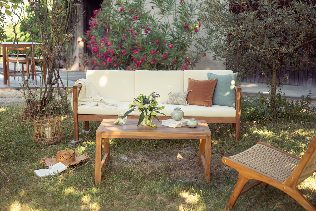 Tavolino da giardino rettangolare in legno massello di teak L100 cm SUNDA