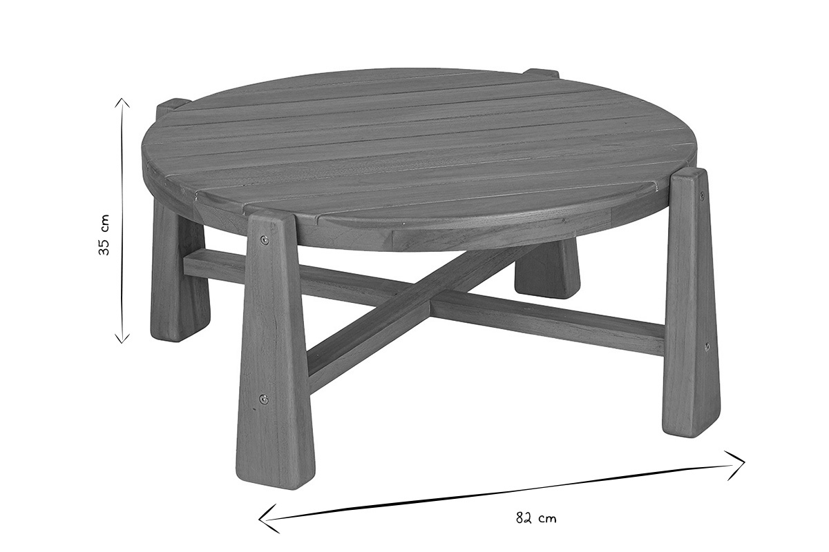 Tavolino da giardino rotondo in legno massello di teak D82 cm CAROLINA