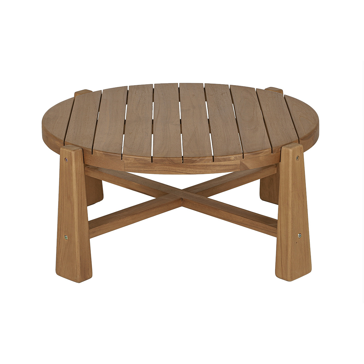 Tavolino da giardino rotondo in legno massello di teak D82 cm CAROLINA