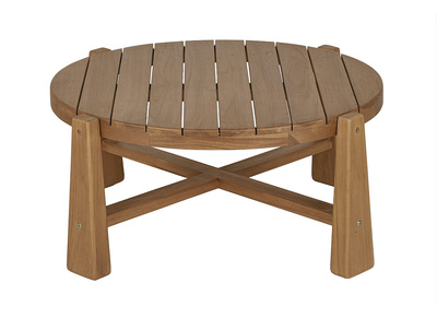 Tavolino da giardino rotondo in legno massello di teak D82 cm CAROLINA