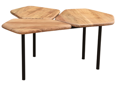 Tavolino da salotto 3 ripiani in acacia e metallo SUZANE