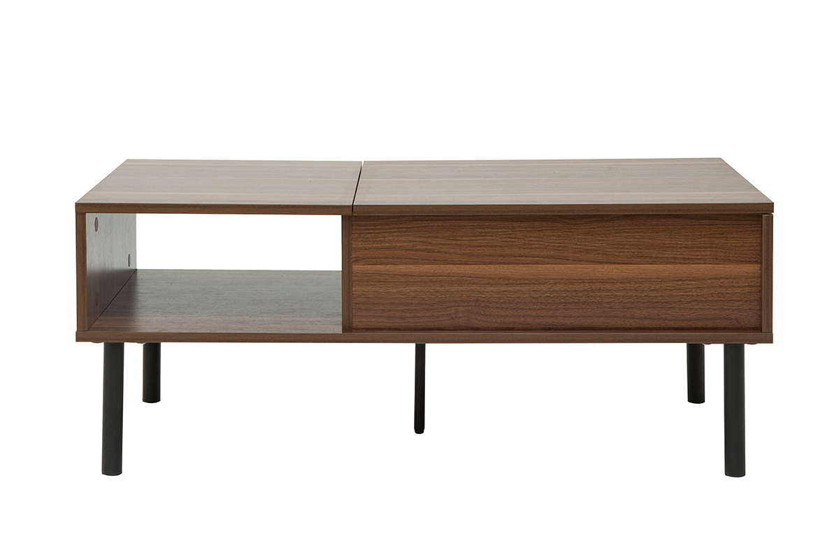 Tavolino da salotto alzabile in legno scuro e metallo L100 cm KANE