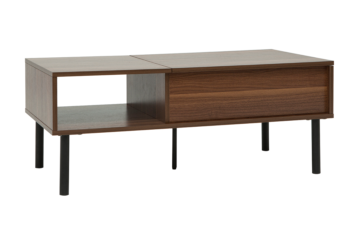 Tavolino da salotto alzabile in legno scuro e metallo L100 cm KANE