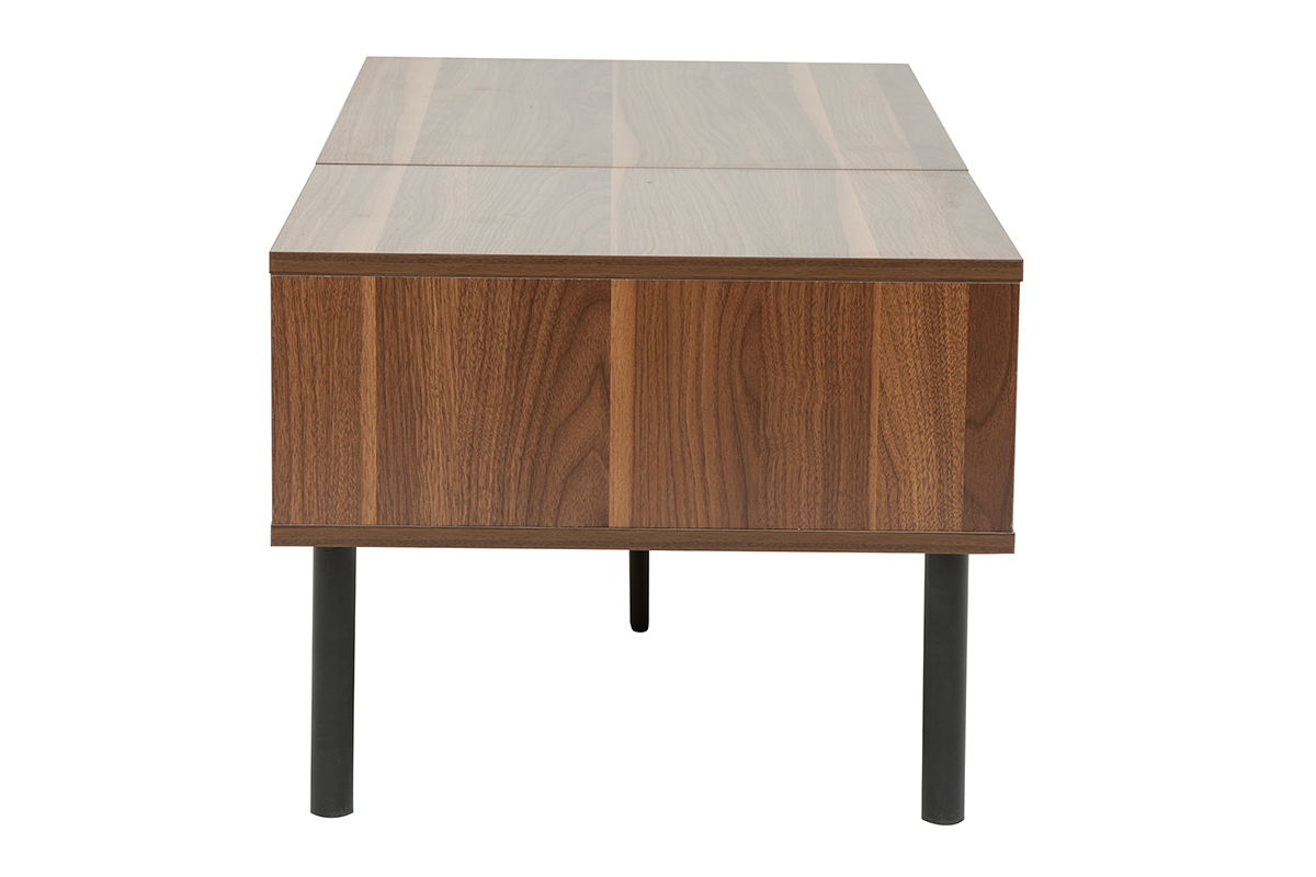 Tavolino da salotto alzabile in legno scuro e metallo L100 cm KANE
