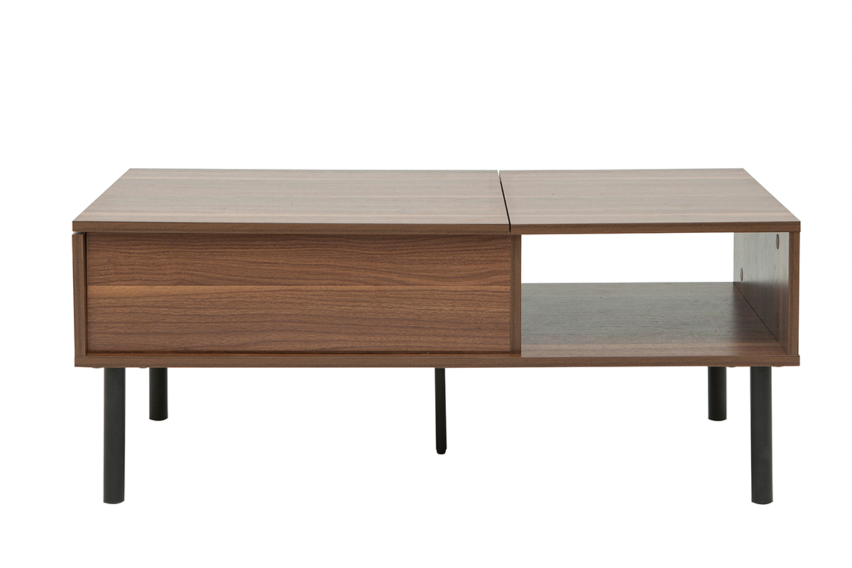 Tavolino da salotto alzabile in legno scuro e metallo L100 cm KANE