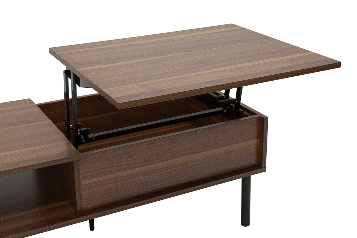 Tavolino da salotto alzabile in legno scuro e metallo L100 cm KANE