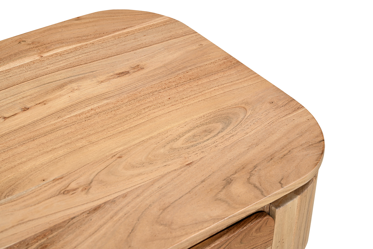 Tavolino da salotto con vani contenitori in legno massello e metallo nero 4 cassetti L115 cm NAPOLI