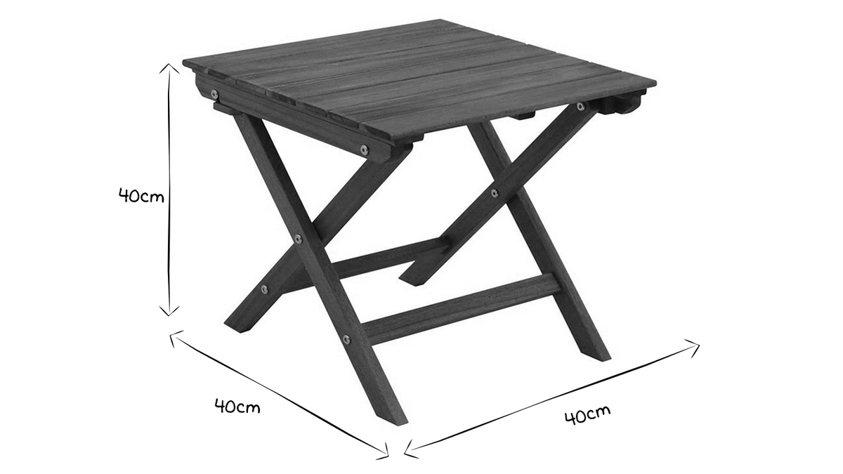 Tavolino da salotto da giardino pieghevole in legno massello L40 x P40 cm ITZA