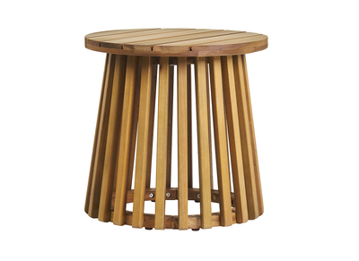 Tavolino da salotto da giardino rotondo in legno massello D40 cm - NASSAU
