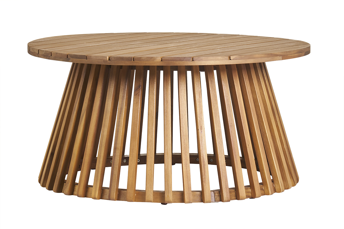 Tavolino da salotto da giardino rotondo in legno massello D80 cm - NASSAU