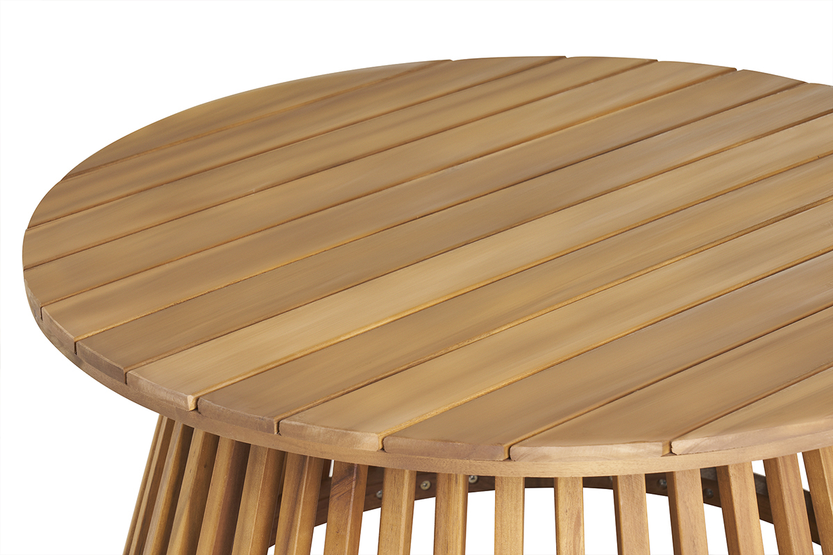Tavolino da salotto da giardino rotondo in legno massello D80 cm - NASSAU