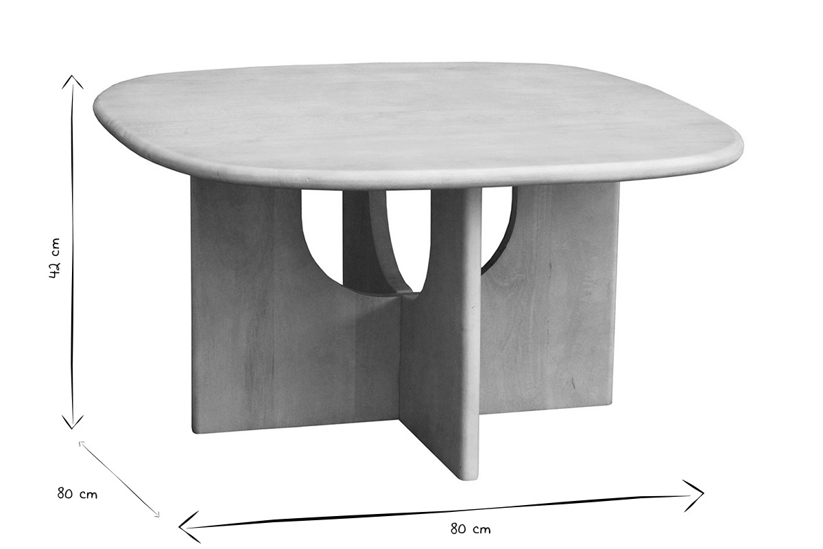 Dimensioni del tavolino da salotto di design in bianco e nero: L80 x P80 x H42 cm